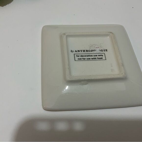 Anthropologie “L” Letter Monogram Floral Square Trinket Dish, - Picture 3 of 4